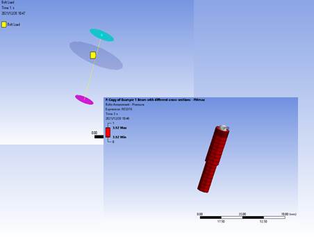 液压缸活塞杆的单螺栓评估（变截面梁模型）